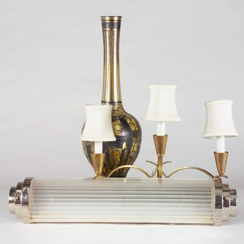 Appraisal: JULES LELEU JEAN PATEL GOUPY Four French Art Deco lighting