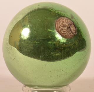 Appraisal: Antique Green Blown Glass Ball Form German Kugel diameter