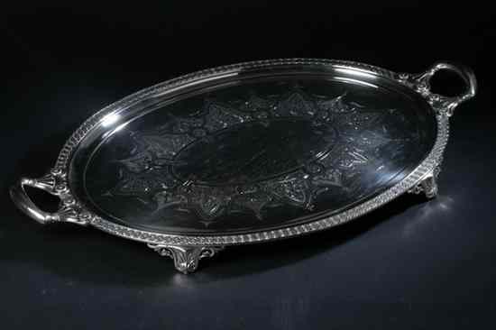 Appraisal: LARGE ADAMS SHAW EASTLAKE STYLE SILVER PLATED SERVING TRAY Circa