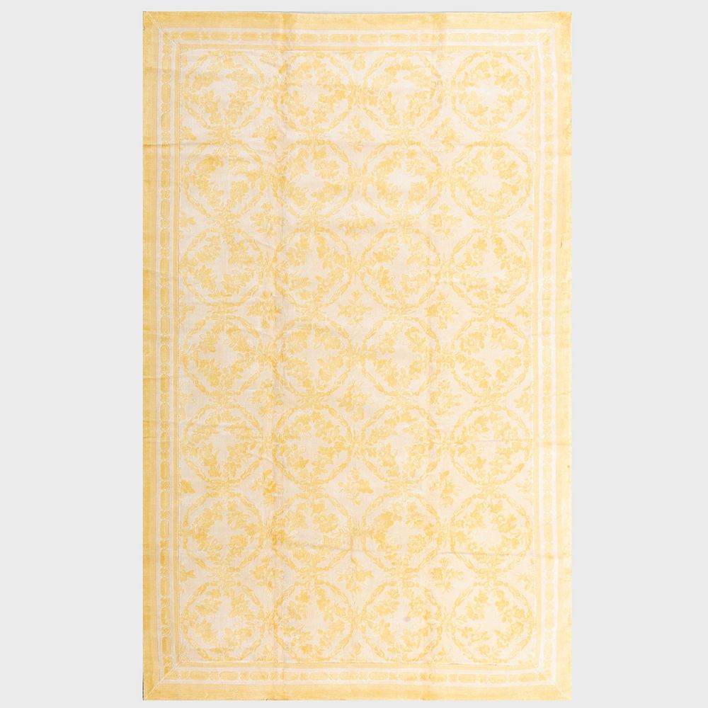 Appraisal: Yellow and Cream 'Versailles' Rug Stark Lined ft in x