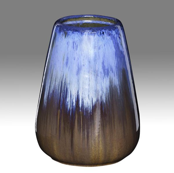 Appraisal: FULPERTall tapering vase Chinese Blue Flambe over Copperdust crystallineTwo flat