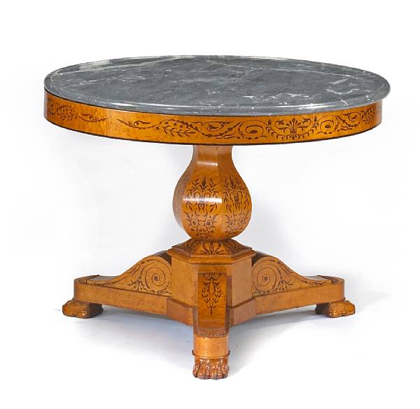 Appraisal: A fine Charles X bird's eye maple and marquetry table