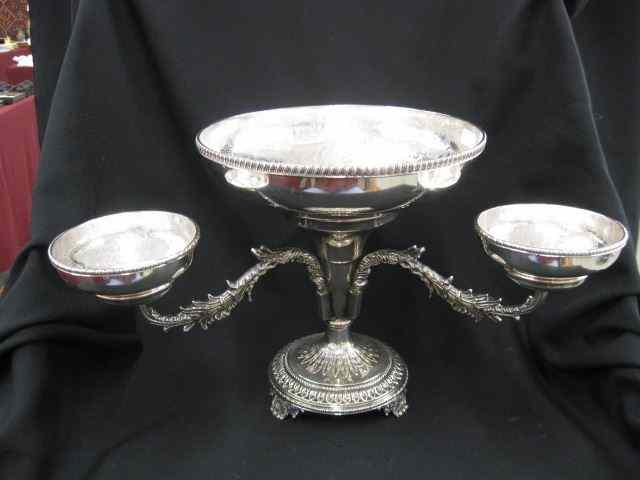 Appraisal: English Silverplate Epergne Sheffield '' centerbowl and trio of side