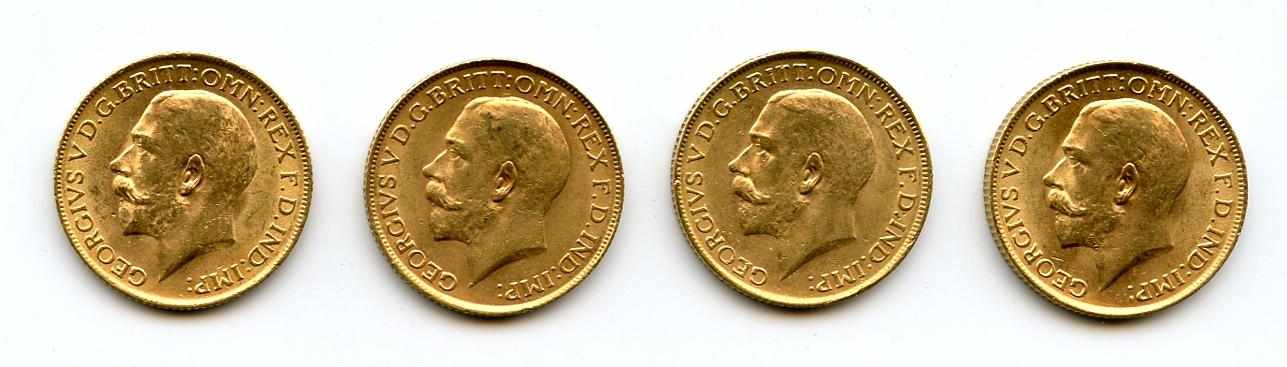 Appraisal: Great Britain George V Sovereigns KM- Four entirely original examples