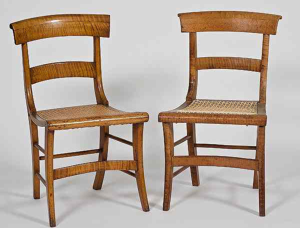 Appraisal: Curly Maple Classical Side Chairs American th century Two side