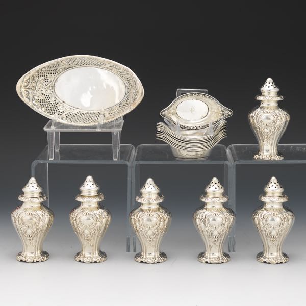 Appraisal: Sterling Silver Table Items Including sterling shakers H International Sterling