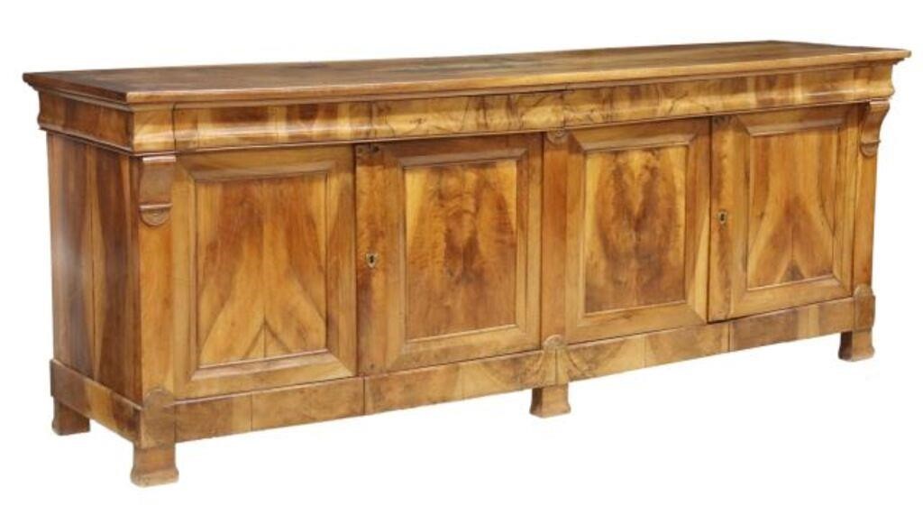 Appraisal: LARGE FRENCH LOUIS PHILIPPE WALNUT SIDEBOARDFrench Louis Philippe period walnut