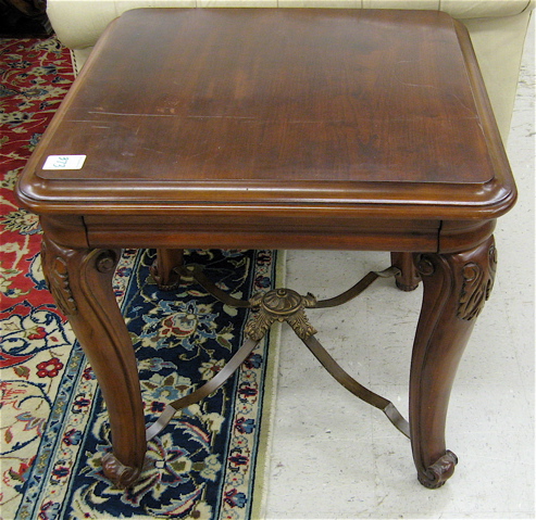 Appraisal: A PAIR OF LOUIS XV STYLE MAHOGANY LAMP TABLES having