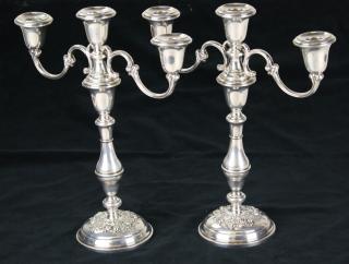 Appraisal: pair of Gorham weighted sterling candlesticks with removeable triple font