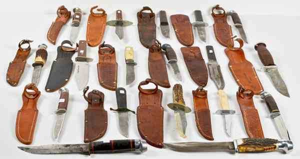 Appraisal: Sheath Knives Lot of Eighteen Makers include Camco West-Cut Kutmaster