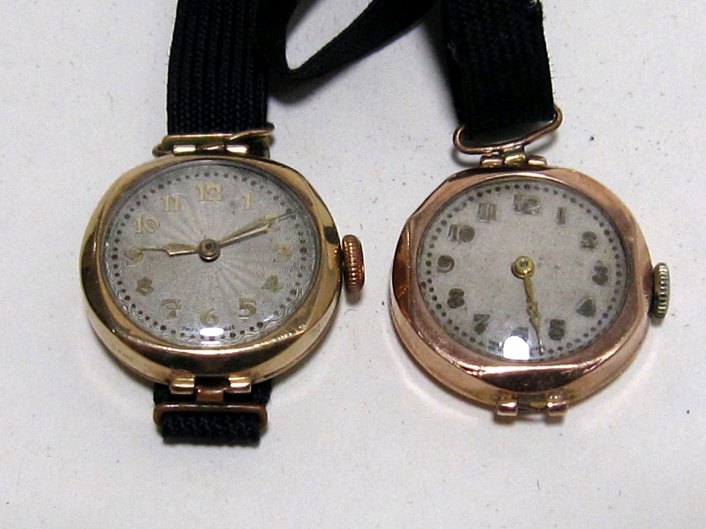 Appraisal: Two early th century ladies ct gold wrist watches on