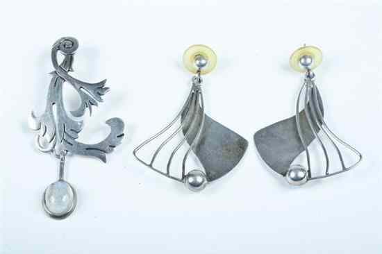 Appraisal: PAIR SPRATLING STERLING SILVER EARRINGS AND VICTORIA STERLING SILVER BROOCH