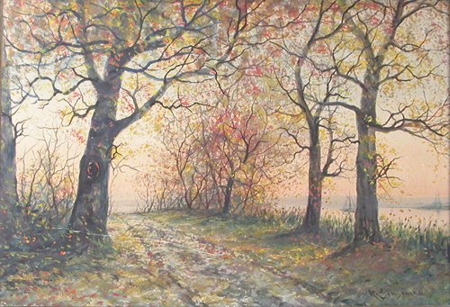 Appraisal: Artist Senseman Raphael American - Title Autumn Riverbank Date Early