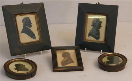 Appraisal: Five silhouettes th century three of ladies two of gentlemen