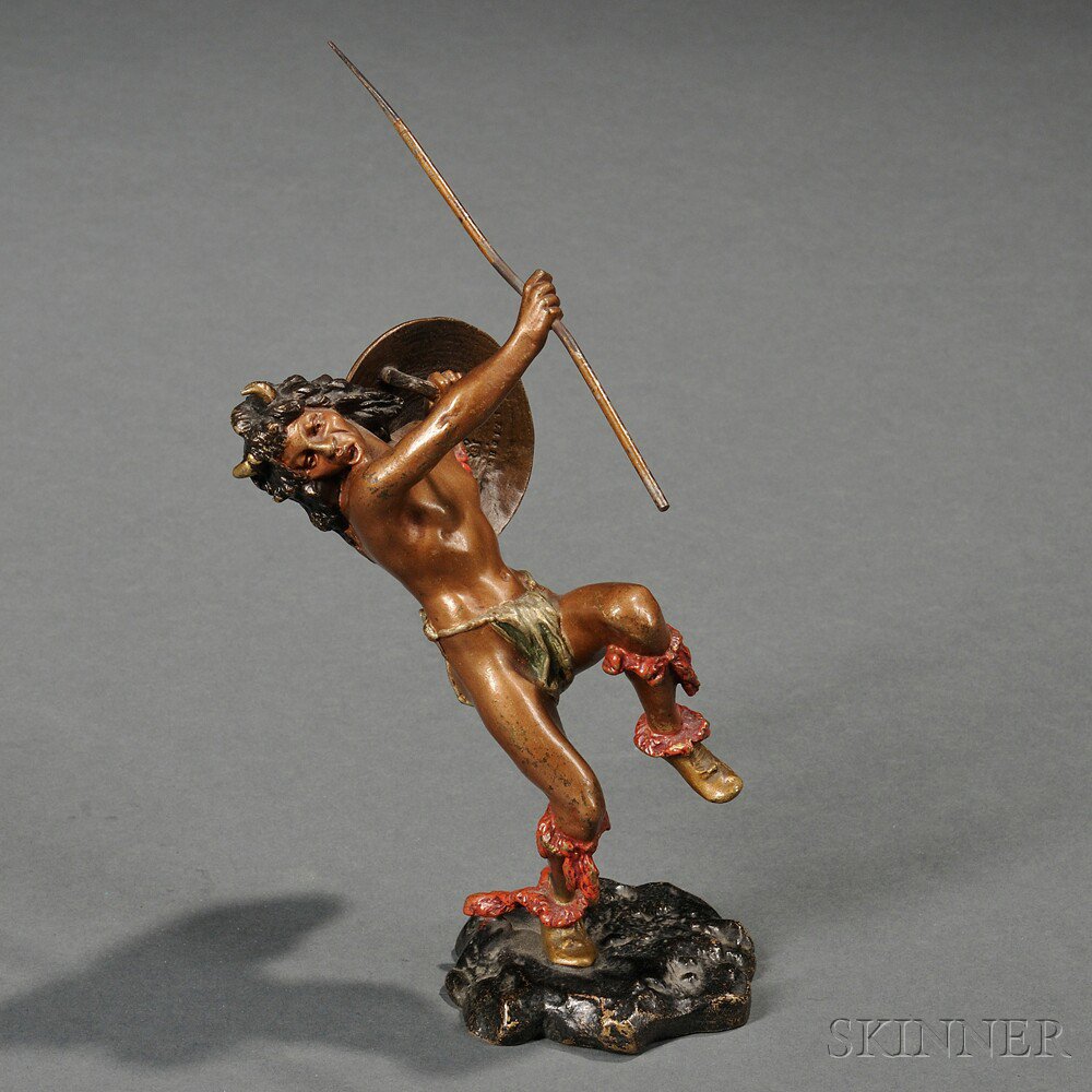 Appraisal: Franz Bergman Austrian Cold-painted Bronze Figure of an Indian early