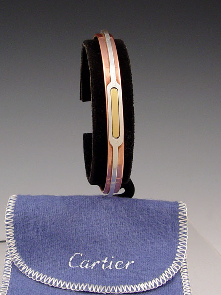 Appraisal: CARTIER SABONA COPPER STERLING AND K CUFF BRACELET Marked Cartier