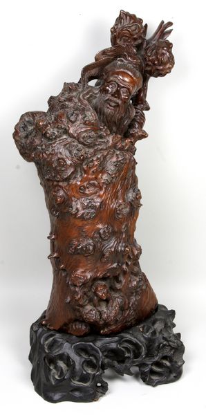 Appraisal: Late th Century Japanese root carving on stand h x