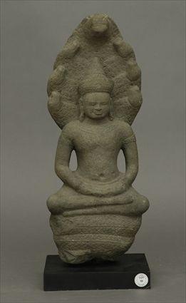 Appraisal: Khmer Seated Buddha with Mandorla Figure in x in x