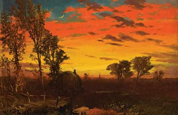 Appraisal: GEORGE McCORD American - Sunset Over a Farm oil on