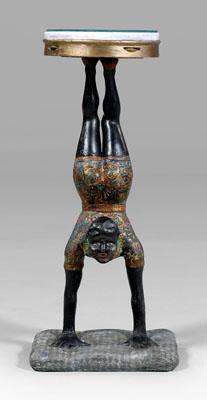 Appraisal: Blackamoor pedestal carved and painted wood formed as blackamoor doing