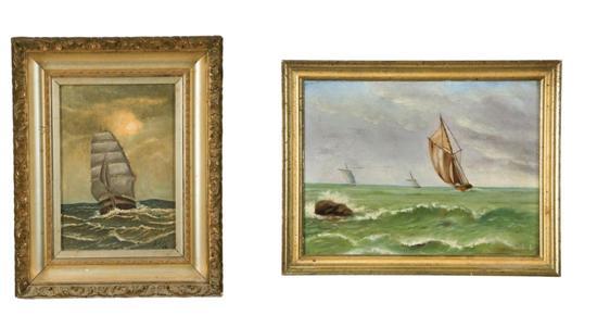 Appraisal: TWO MARINE PAINTINGS LATE TH-EARLY TH CENTURY Both oils on