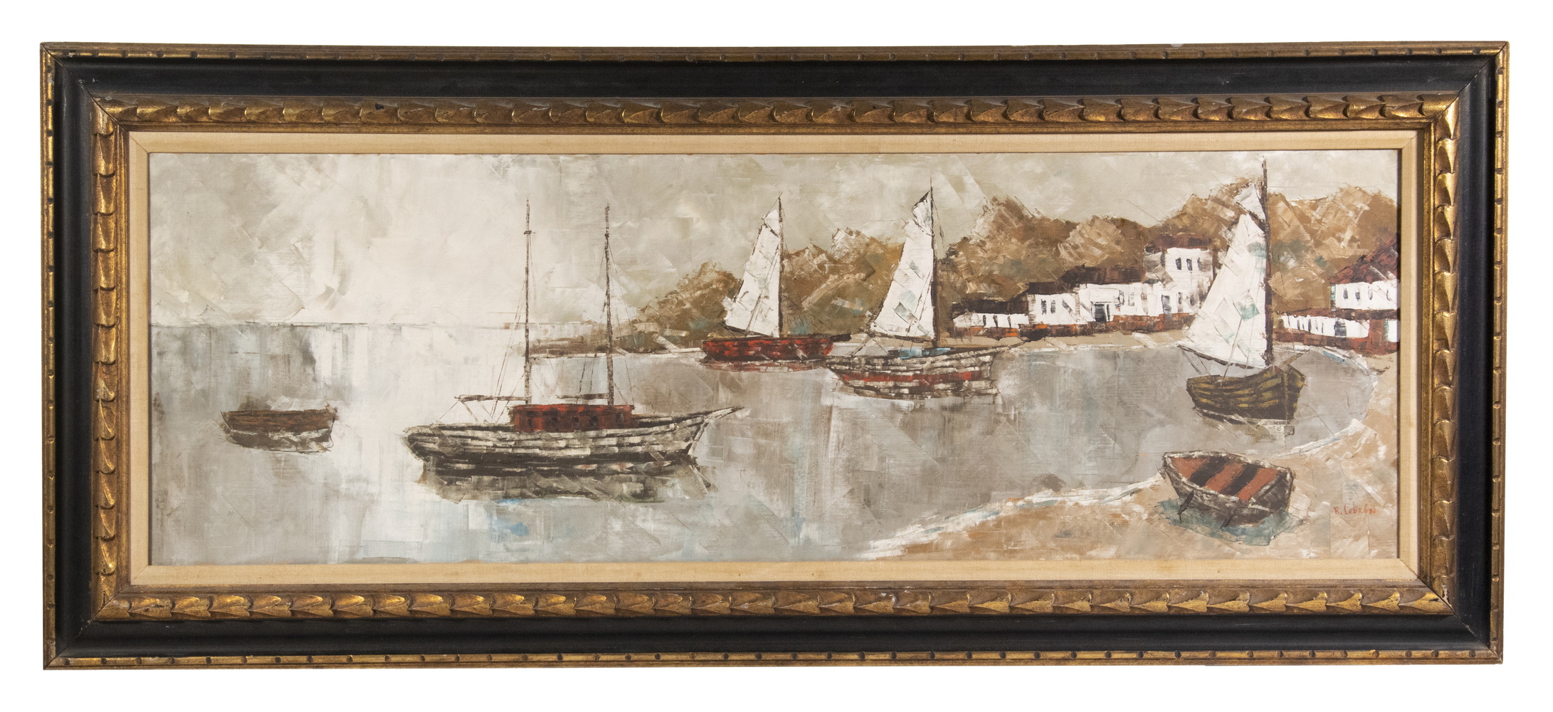 Appraisal: ROBERT LEBRON NY PR - Ships in Harbor oil on