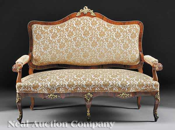 Appraisal: A Napoleon III Gilt Bronze-Mounted Rosewood Settee arms ending in