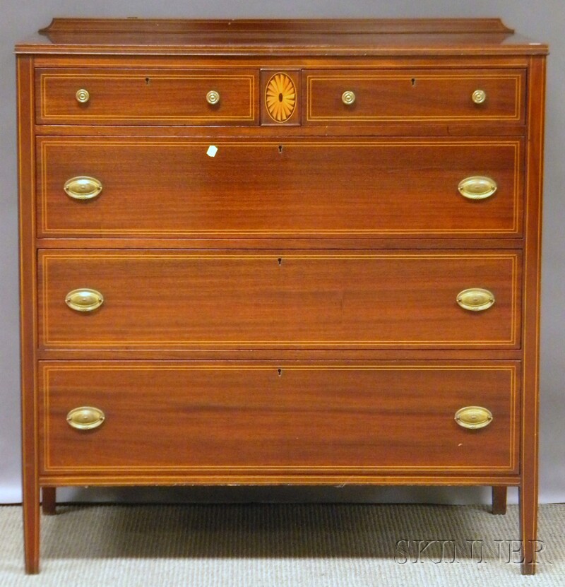 Appraisal: Irving Casson A H Davenport Edwardian Inlaid Mahogany Bureau metal