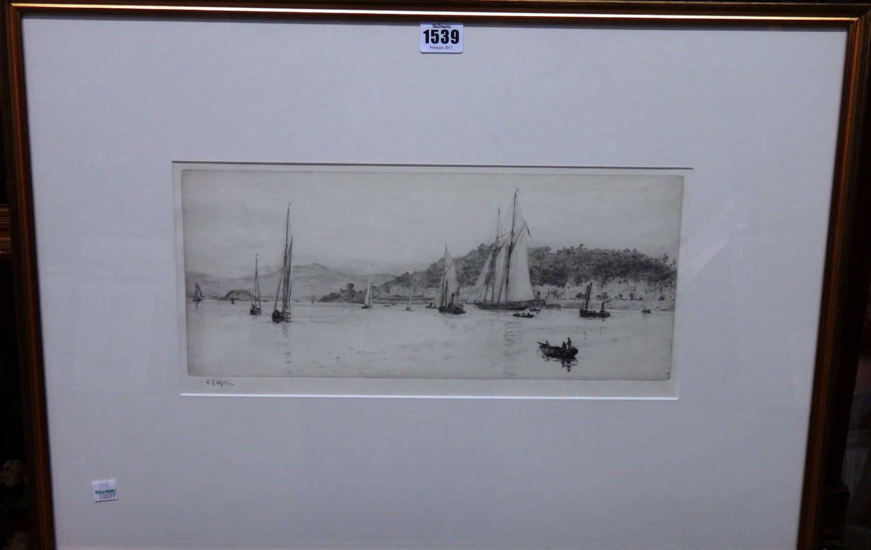 Appraisal: William Lionel Wyllie - Sailing boats in an estuary etching