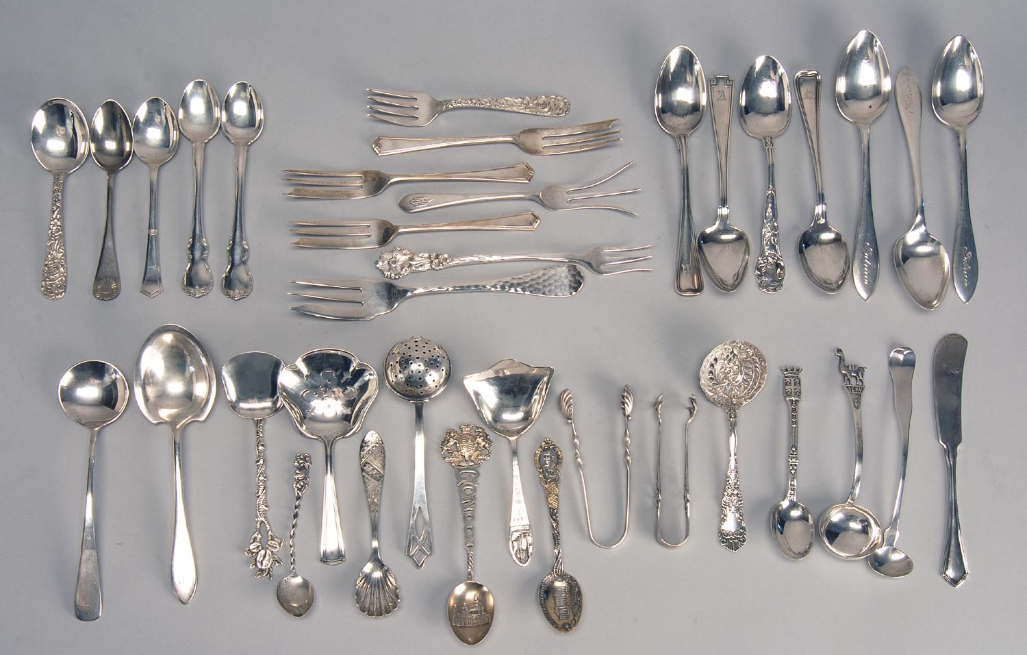 Appraisal: THIRTY-SIX PIECES OF STERLING SILVER FLATWARE By various makers Includes