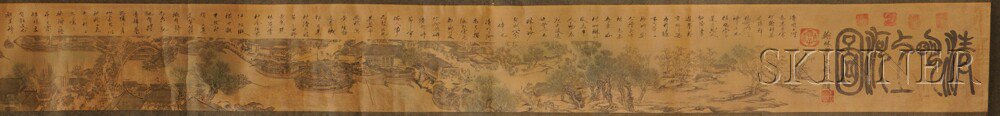 Appraisal: Qing Ming Xiang He Tu China handscroll print on silk