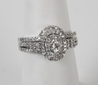 Appraisal: K WHITE GOLD PIECE DIAMOND BRIDAL SET HAVING CT PRINCESS