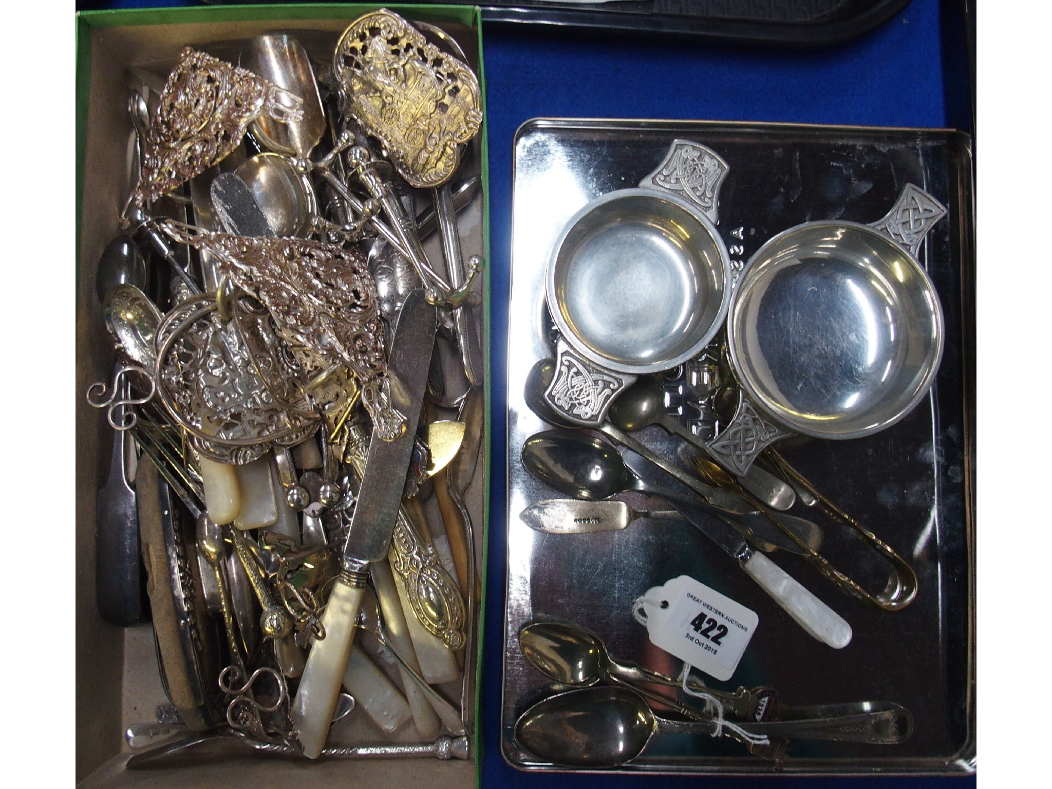 Appraisal: A lot comprising a silver spoon loose cutlery and two