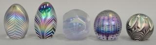 Appraisal: Five artglass paperweights inclding one signed Brian Maytum one signed