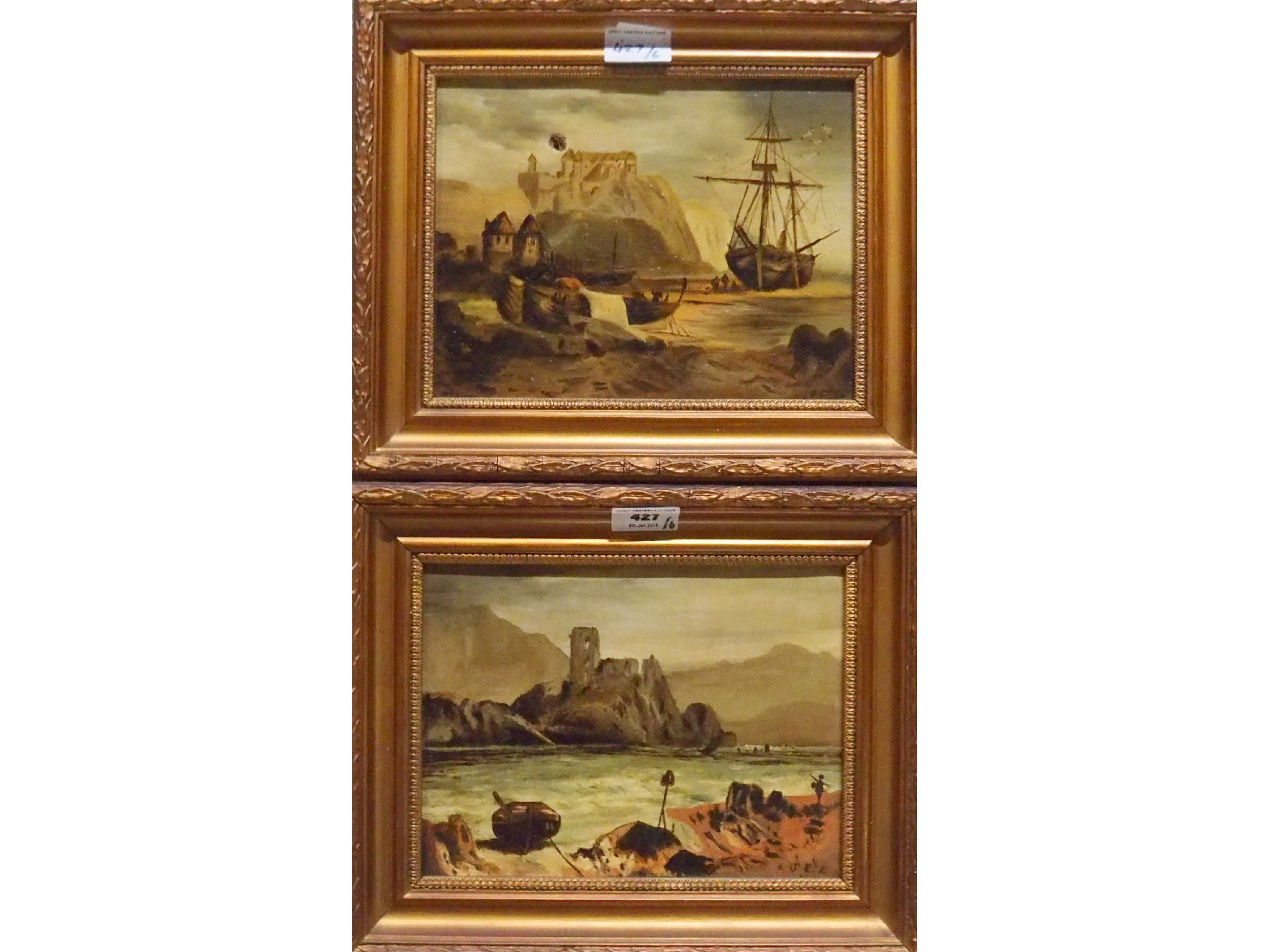 Appraisal: SCOTTISH SCHOOL early th Century Marine oil a pair various