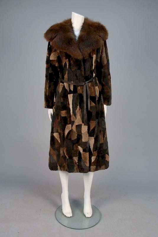 Appraisal: EMILIO GUCCI PIECED FAUX FUR COAT s Black brown and