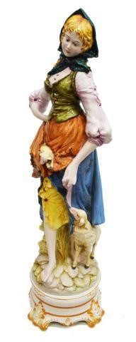 Appraisal: Large Italian Capodimonte porcelain figure group Provincial Woman with Sheep