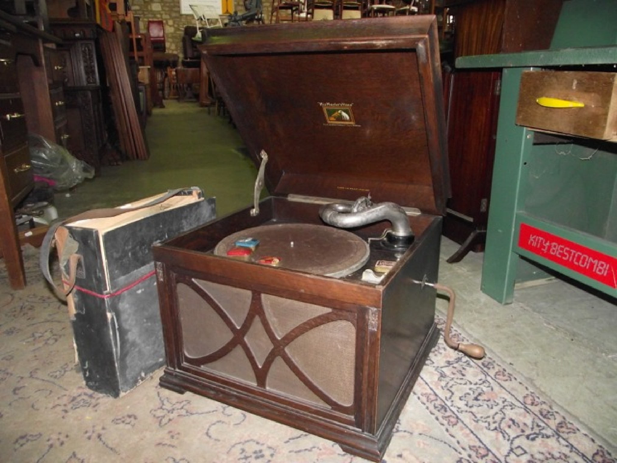 Appraisal: An early th century table top wind-up gramophone by 'His