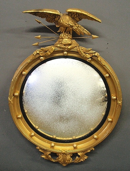 Appraisal: - Gilt decorated plaster Federal style girandole mirror h x