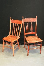 Appraisal: Six similar pine dining chairs with carvings to the splash