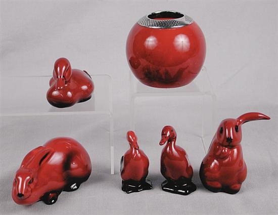 Appraisal: Collection Royal Doulton Flambe early th century two geese duck