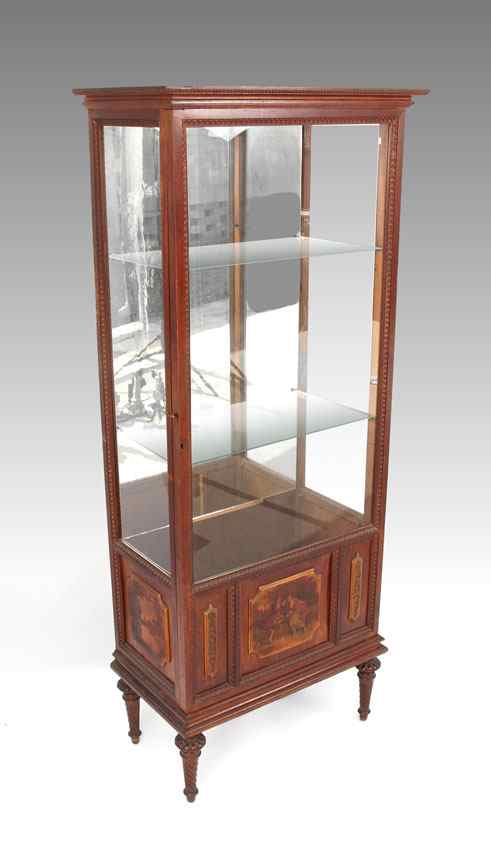 Appraisal: PAINT DECORATED CURIO CABINET Glass front and sides illuminated interior