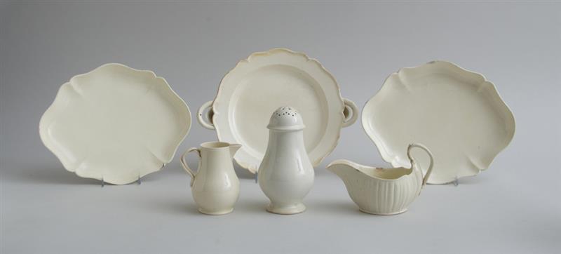 Appraisal: GROUP OF SIX ENGLISH CREAMWARE TABLE ARTICLES Comprising a pair