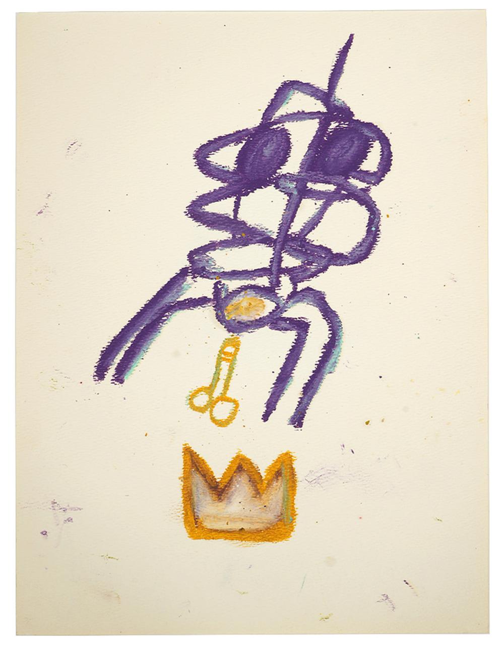 Appraisal: Attributed to Jean-Michel Basquiat American - Oil-stick abstract on paper