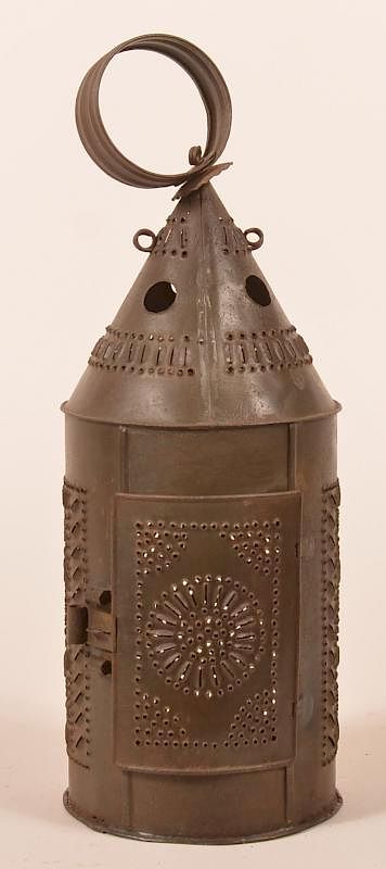 Appraisal: th Century punched Tin Candle Lantern th Century punched Tin