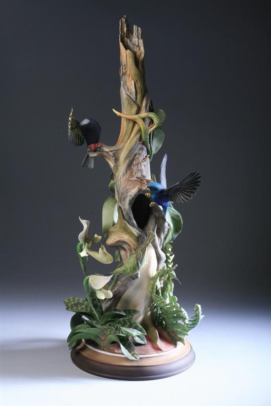 Appraisal: LARGE BOEHM PORCELAIN FIGURAL GROUP OF HUMMINGBIRDS Signed - in