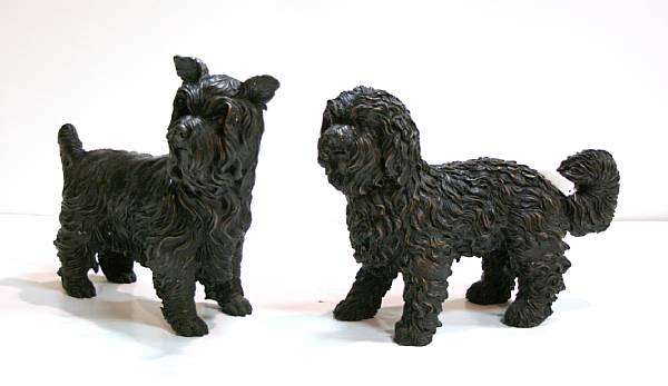 Appraisal: Two patinated bronze studies of dogs first quarter th century