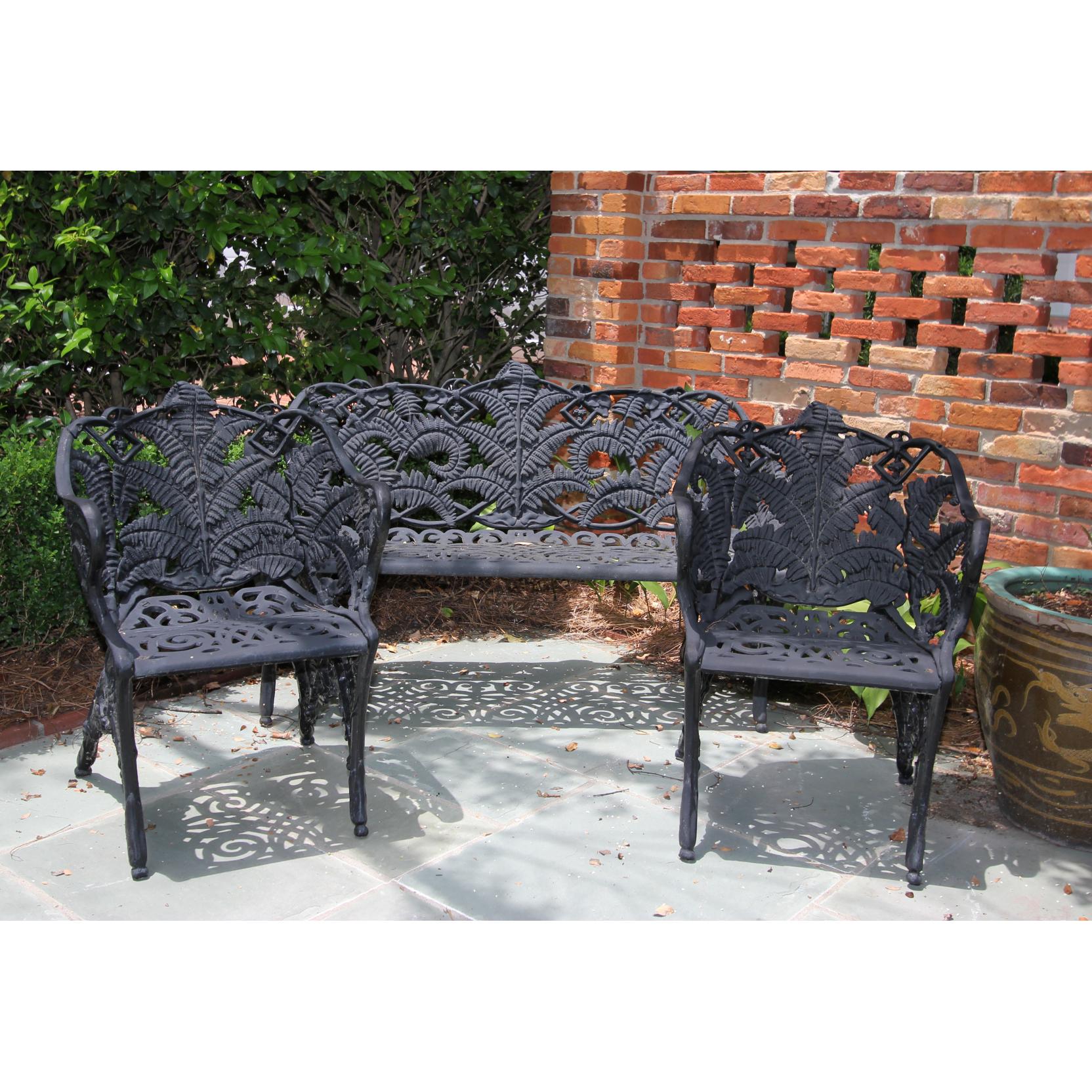 Appraisal: Three Piece Victorian Cast Iron Patio Set late th century