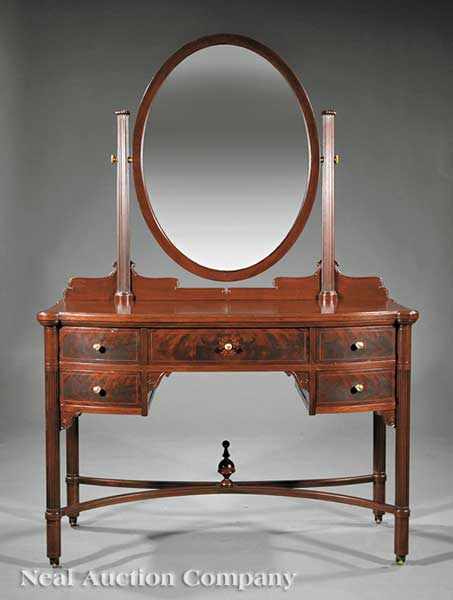 Appraisal: A Fine American Aesthetic Inlaid Mahogany Dressing Table late th