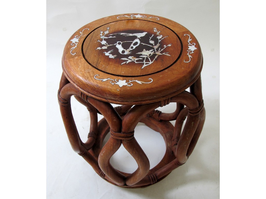 Appraisal: A Chinese garden seat stand of barrel shaped form the